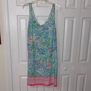Lilly Pulitzer Aqua, Green and Pink Tropical Print Dress